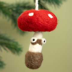 Wool Felt Mushroom Ornament – Rustic Woodland Holiday Décor (min. order qty 6 required)