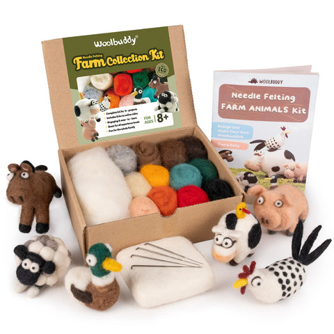 Needle Felting Farm Animals Collection Kit – DIY Wool Craft Set for Beginners (min. order Qty. 3 required)