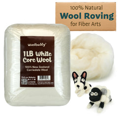 1 lb White Wool Roving Box – DIY Fiber for Felting, Spinning, and Crafts (min. order qty 3 required)