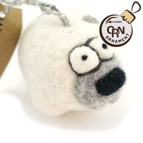 Wool Felt White Seal Ornament – Arctic Marine Holiday Decoration (min. order qty 6 required)