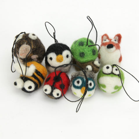 Mini Buddies Collection: Small Felted Animals & Unique Tiny Ornaments (8 designs 2 of each)